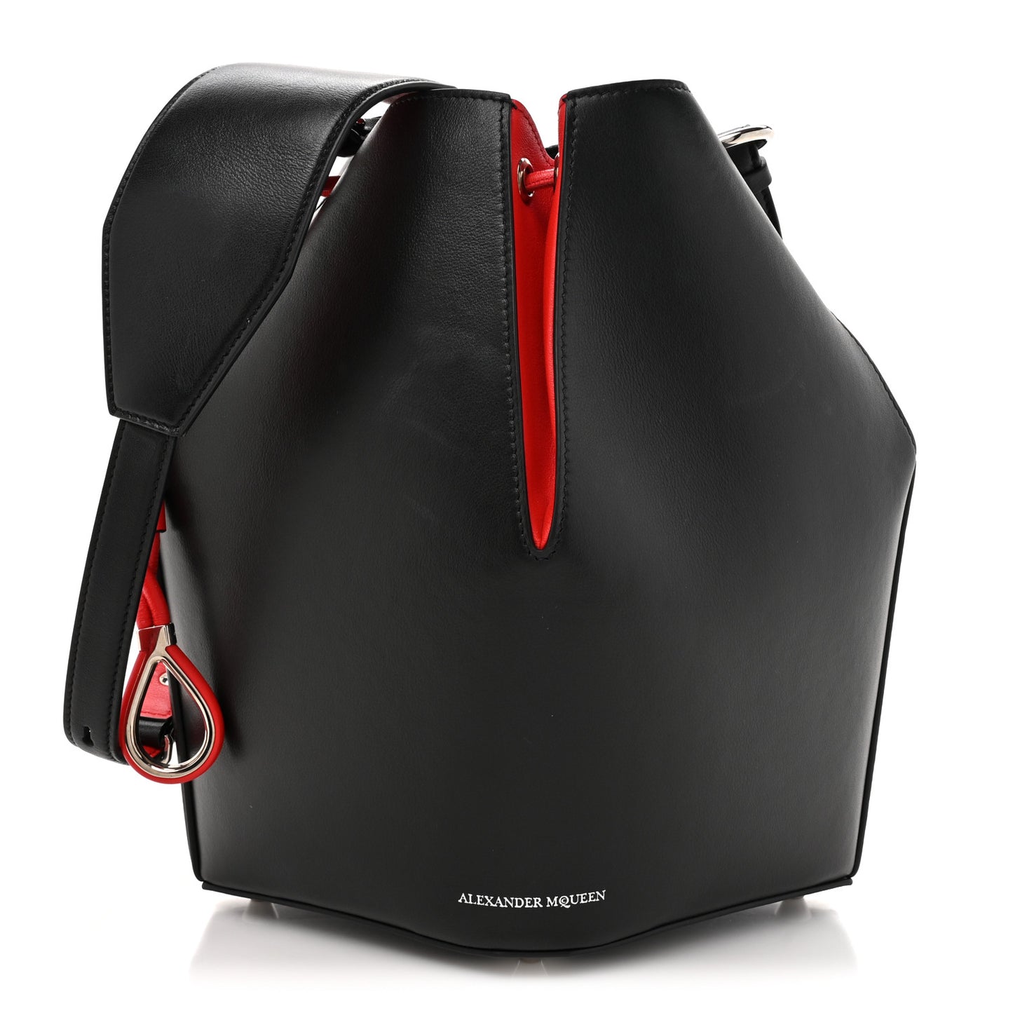 Calfskin The Bucket Bag Black Lust Red