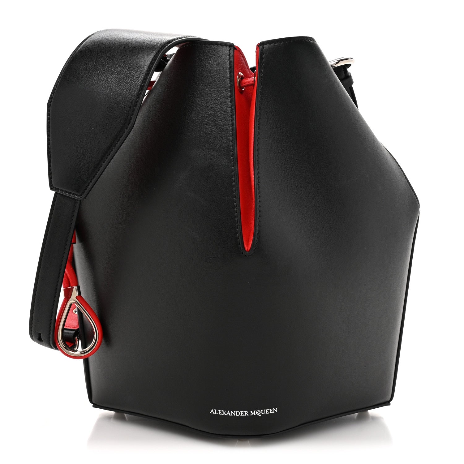 Alexander McQueen Calfskin The Bucket Bag Black Lust Red 1 of 12