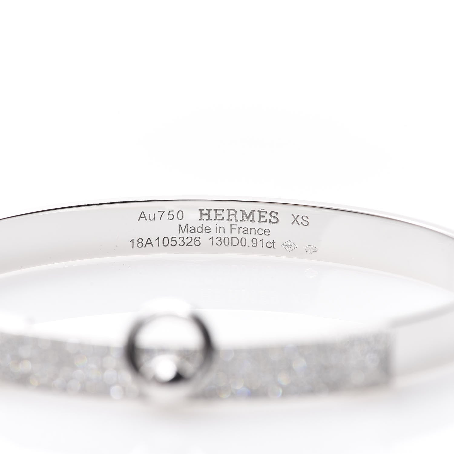 Hermes 18K White Gold Pave Diamond PM Collier De Chien Bracelet XS 3 of 5