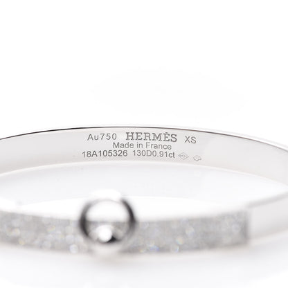 Hermes 18K White Gold Pave Diamond PM Collier De Chien Bracelet XS 3 of 5