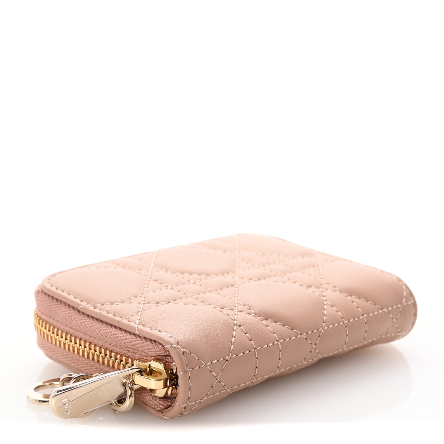 Lambskin Cannage Small Lady Dior Voyageur Coin Purse Rose Des Vents