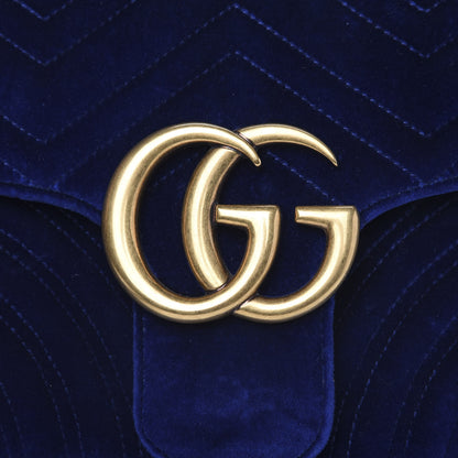 Gucci Velvet Matelasse Medium GG Marmont Shoulder Bag Cobalt Blue 8 of 12