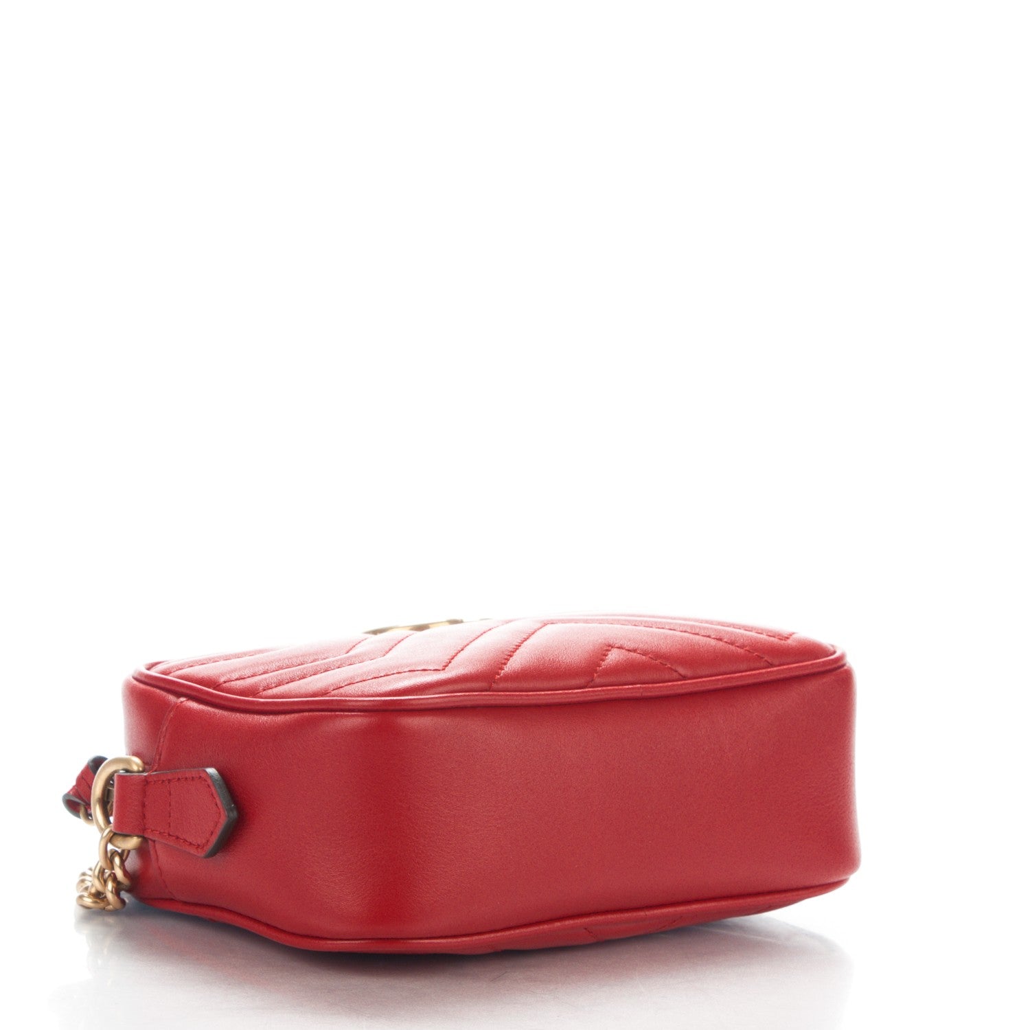 Gucci Calfskin Matelasse Mini GG Marmont Chain Shoulder Bag Hibiscus Red 4 of 7