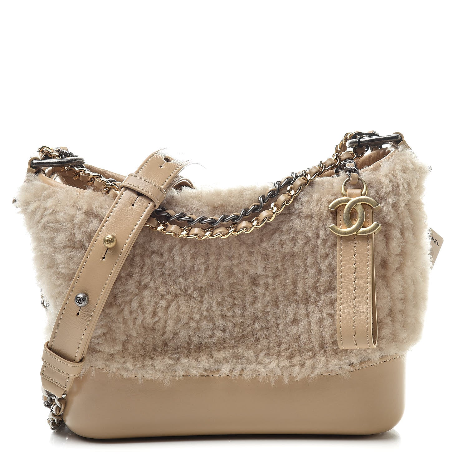 Chanel Shearling Small Gabrielle Hobo Dark Beige 1 of 11