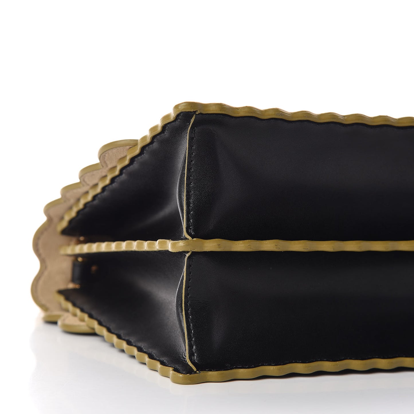 Vitello Liberty Scalloped Studded Kan I Shoulder Bag Black
