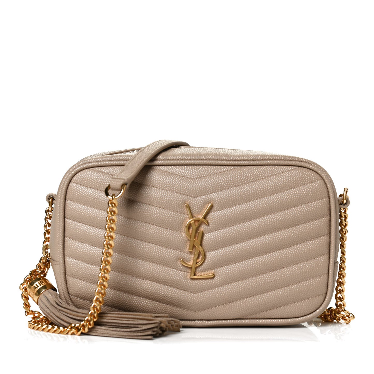 Grain De Poudre Matelasse Monogram Mini Lou Camera Bag Dark Beige