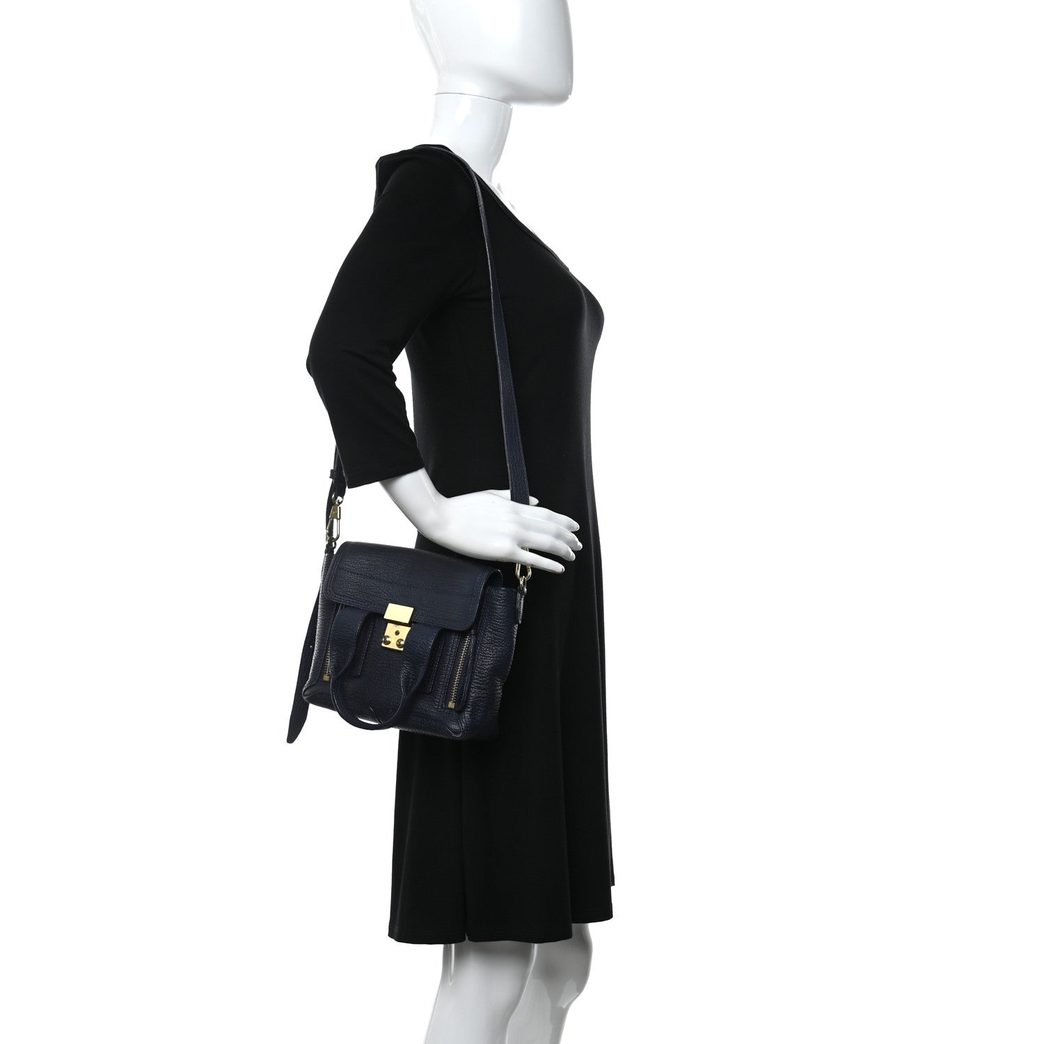 3.1 Phillip Lim Textured Calfskin Mini Pashli Satchel Ink 2 of 12
