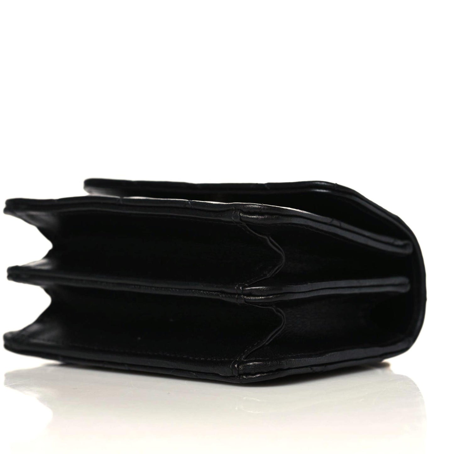 Lambskin Quilted Chain Top Handle Clutch With Chain Black
