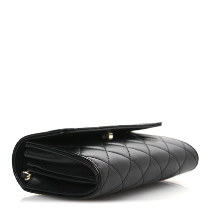 Chanel Lambskin Quilted Pearl My Shoulder Mini French Wallet On Chain WOC Black 4 of 12