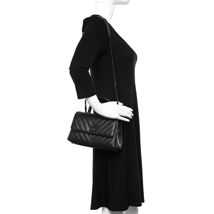 Chanel Caviar Chevron Quilted Mini Coco Handle Flap So Black 2 of 11