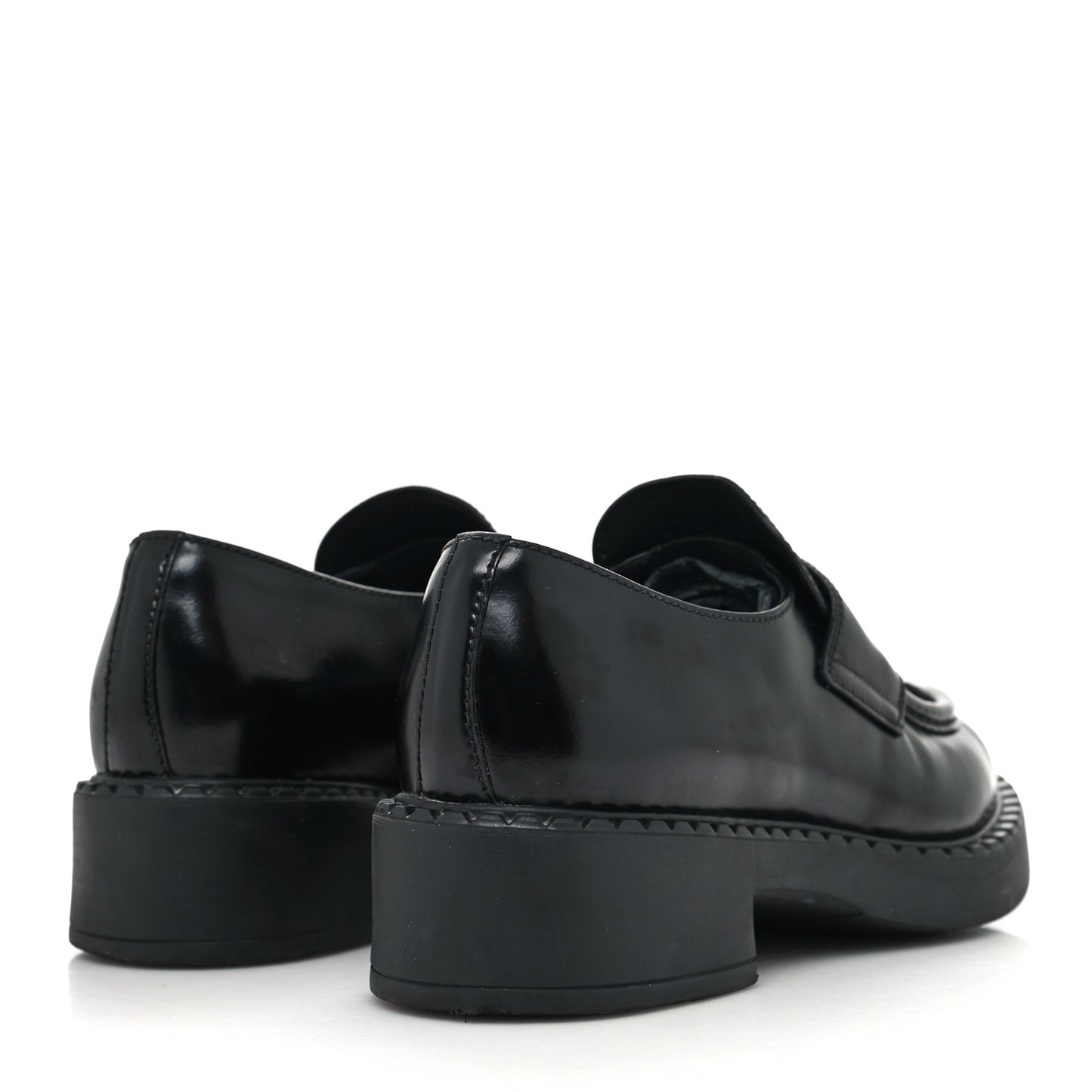 Spazzolato Metal Triangle Logo 50mm Loafers 36 Black