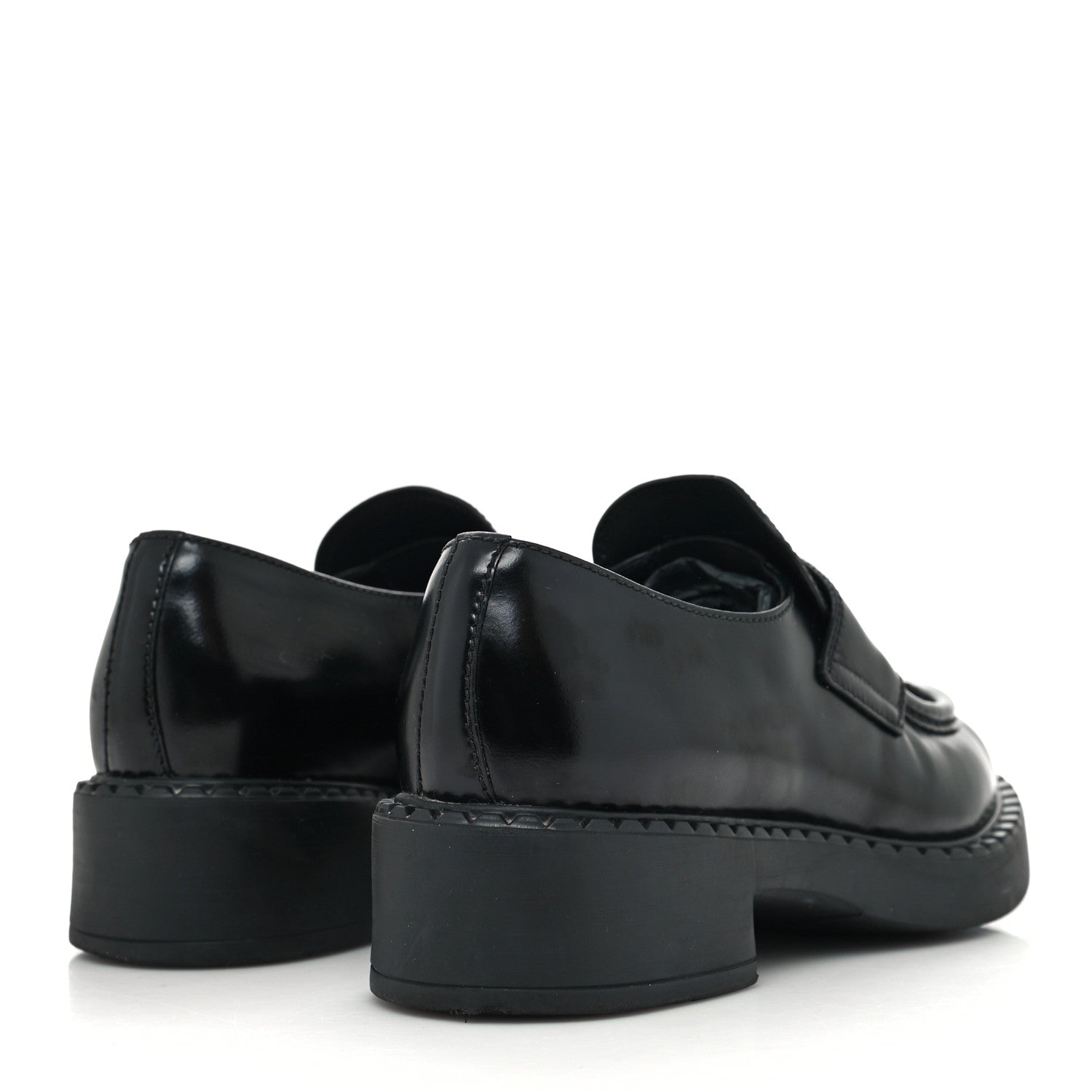 Prada Spazzolato Metal Triangle Logo 50mm Loafers 36 Black 4 of 8