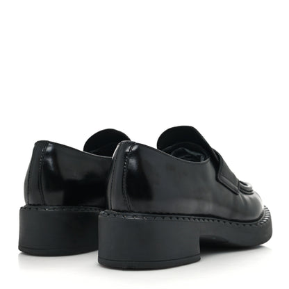 Prada Spazzolato Metal Triangle Logo 50mm Loafers 36 Black 4 of 8