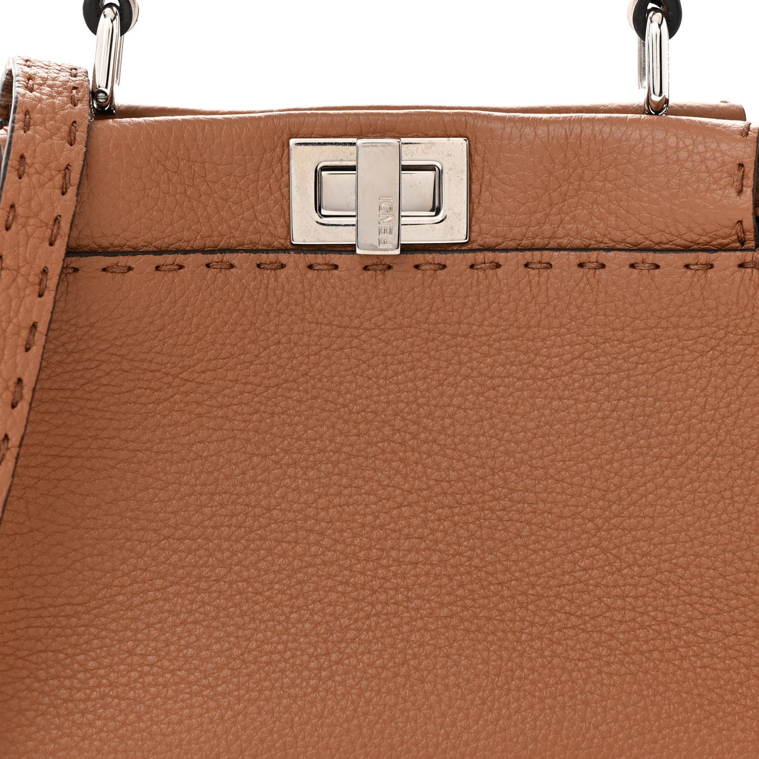 Fendi Cuoio Romano Selleria Bi-Color Mini Peekaboo Iconic Satchel Mou Milk 9 of 12