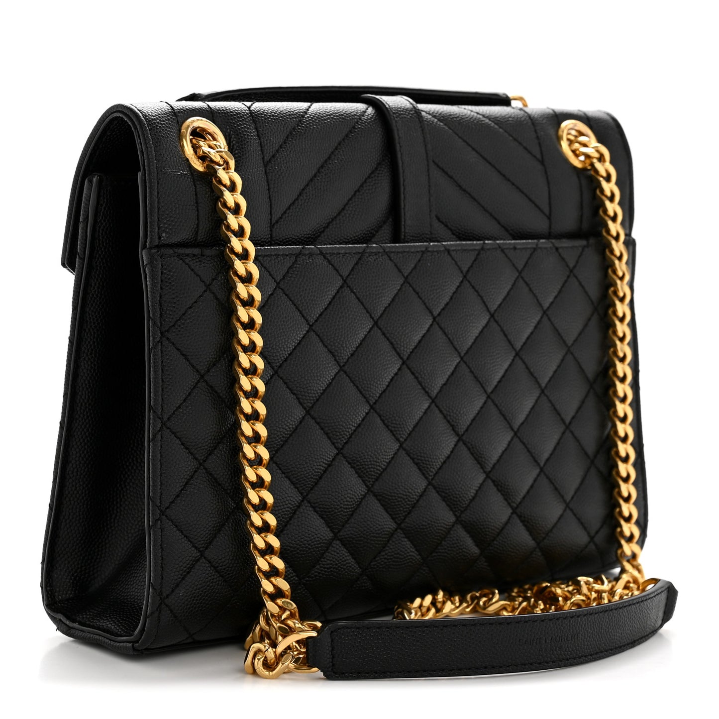 Grain De Poudre Textured Mixed Matelasse Triquilt Medium Monogram Satchel Black