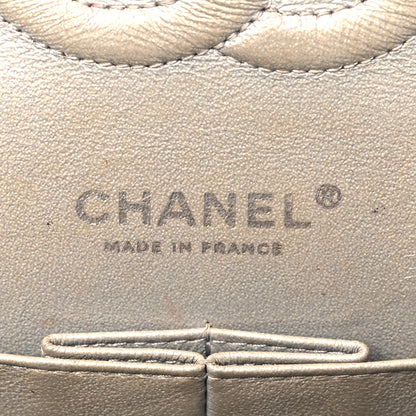 Chanel Metallic Patent Crumpled Calfskin Chevron Quilted Medium Double Flap Silver 5 of 13