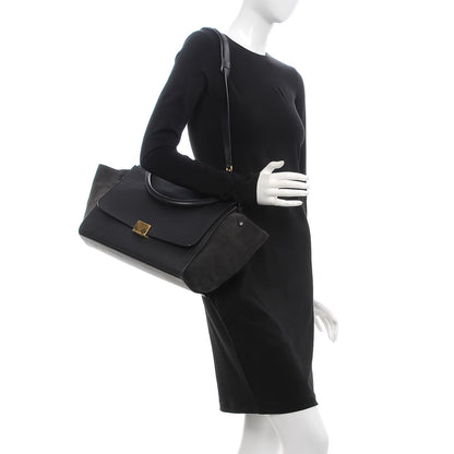 Celine Smooth Calfskin Suede Medium Trapeze Black 2 of 9