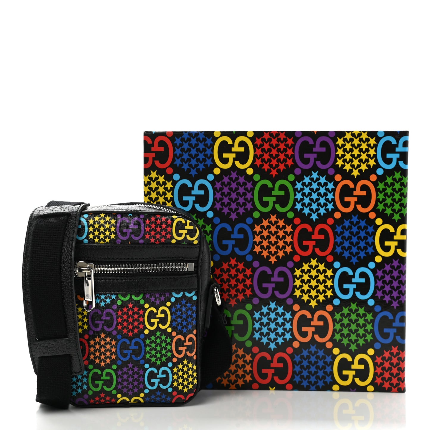 GG Supreme Monogram Psychedelic Messenger Bag Black