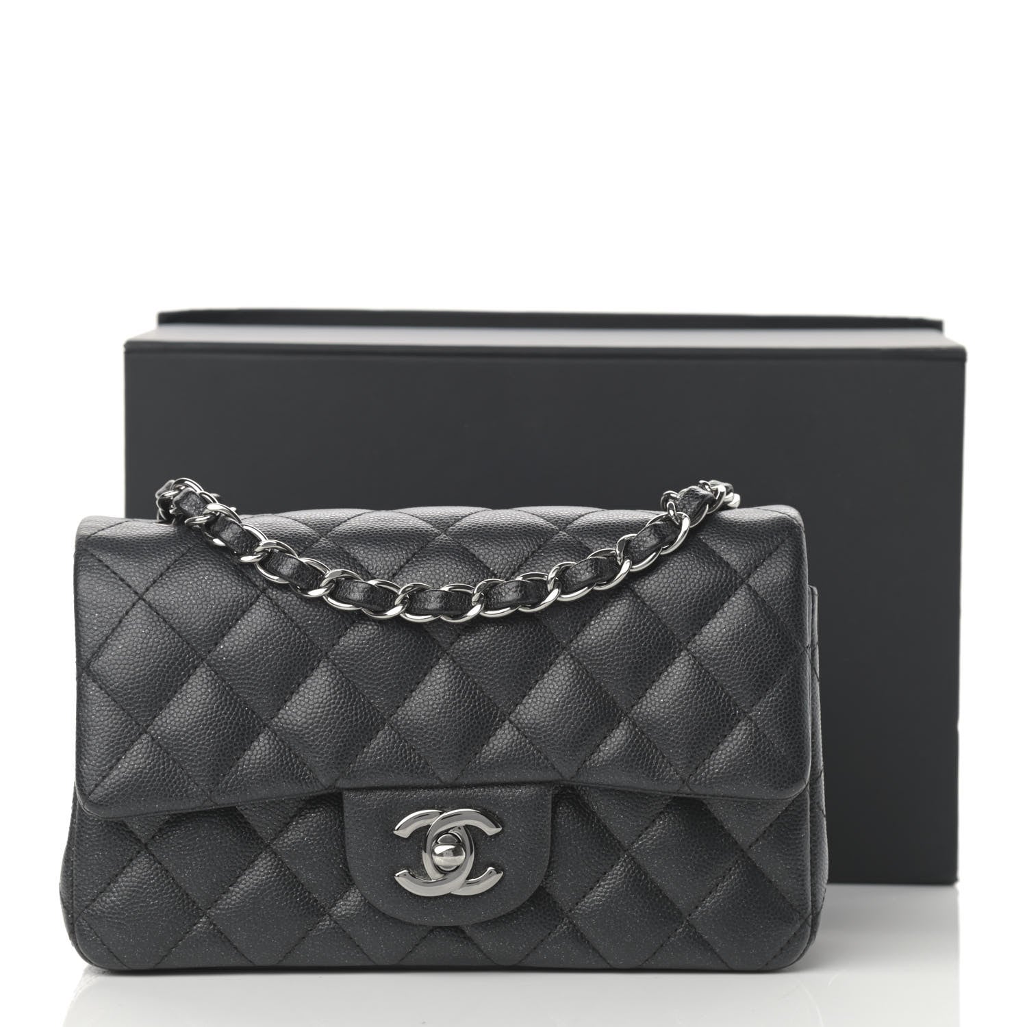 Chanel Iridescent Caviar Quilted Mini Rectangular Flap Black 12 of 12