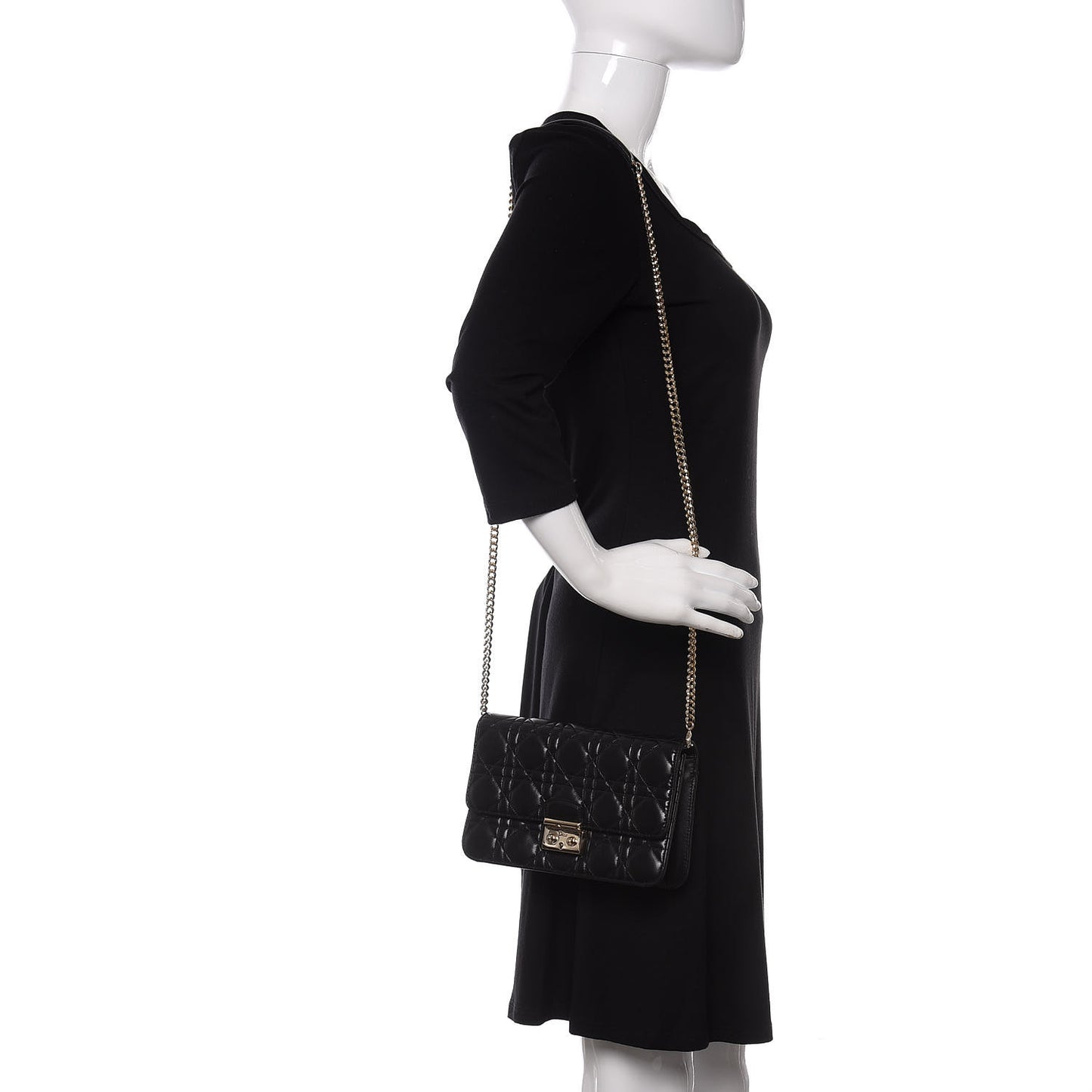 Lambskin Cannage Miss Dior Promenade Pouch Black