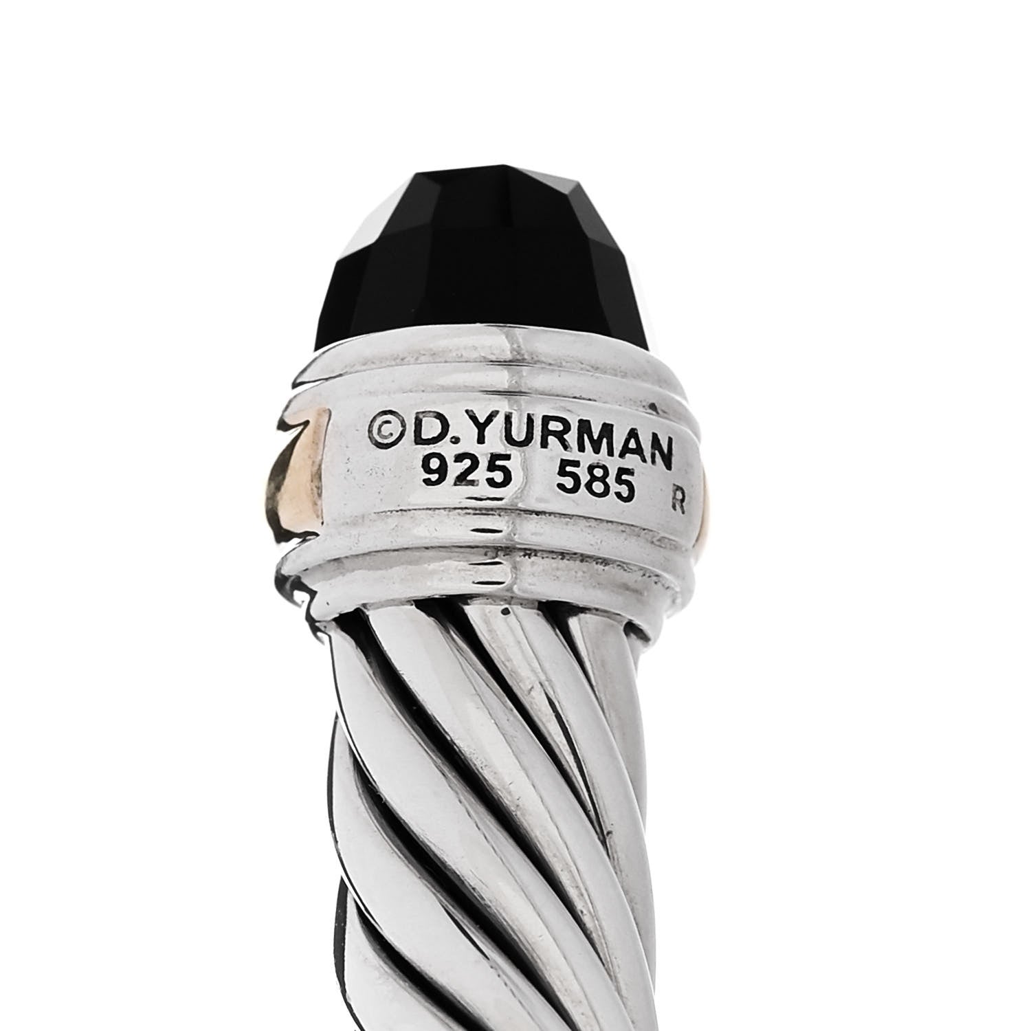 David Yurman Sterling Silver 14K Yellow Gold Black Onyx 7mm Cable Classics Bracelet 3 of 3