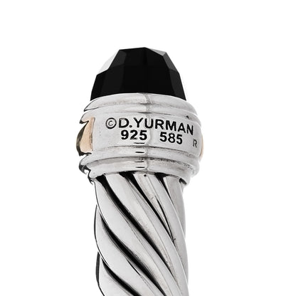 David Yurman Sterling Silver 14K Yellow Gold Black Onyx 7mm Cable Classics Bracelet 3 of 3