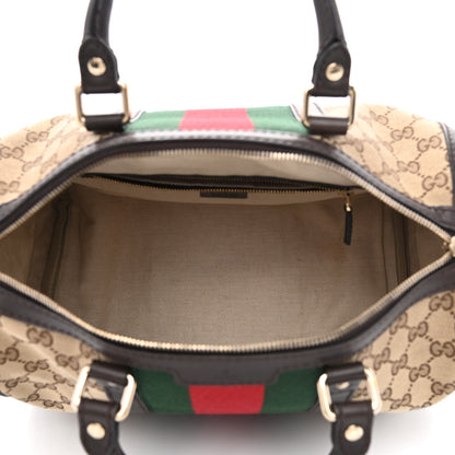 Gucci Monogram Selleria Calfskin Vintage Web Medium Boston Beige Ebony Cocoa 5 of 11