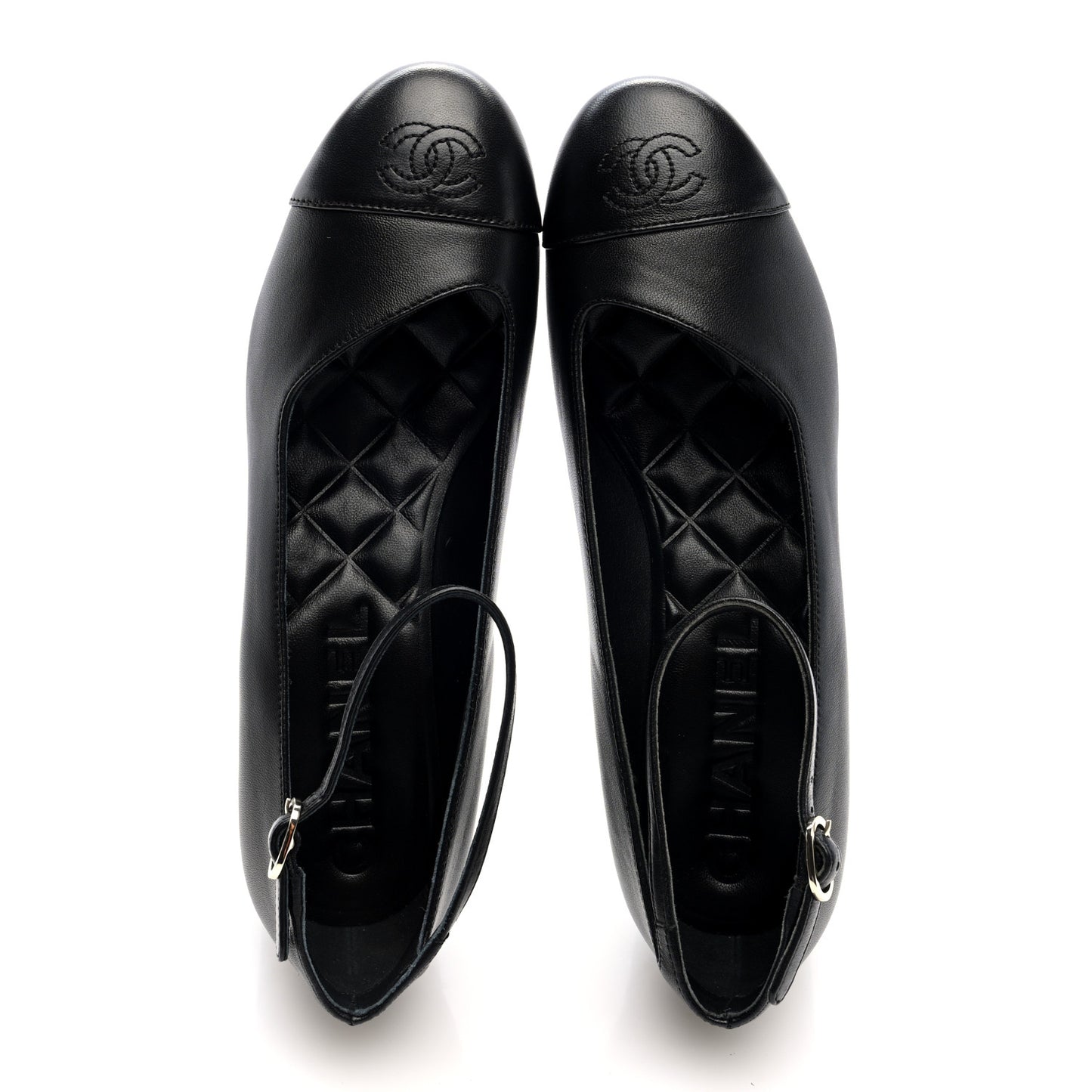 Lambskin Cap Toe Mary Jane Pumps 38 Black