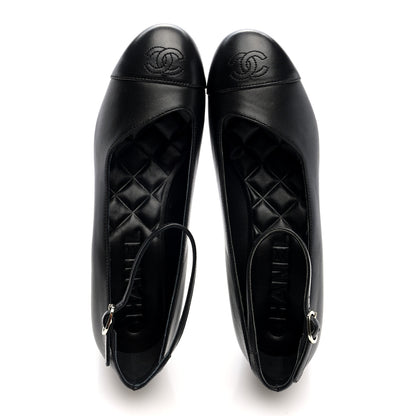 Chanel Lambskin Cap Toe Mary Jane Pumps 38 Black 2 of 9