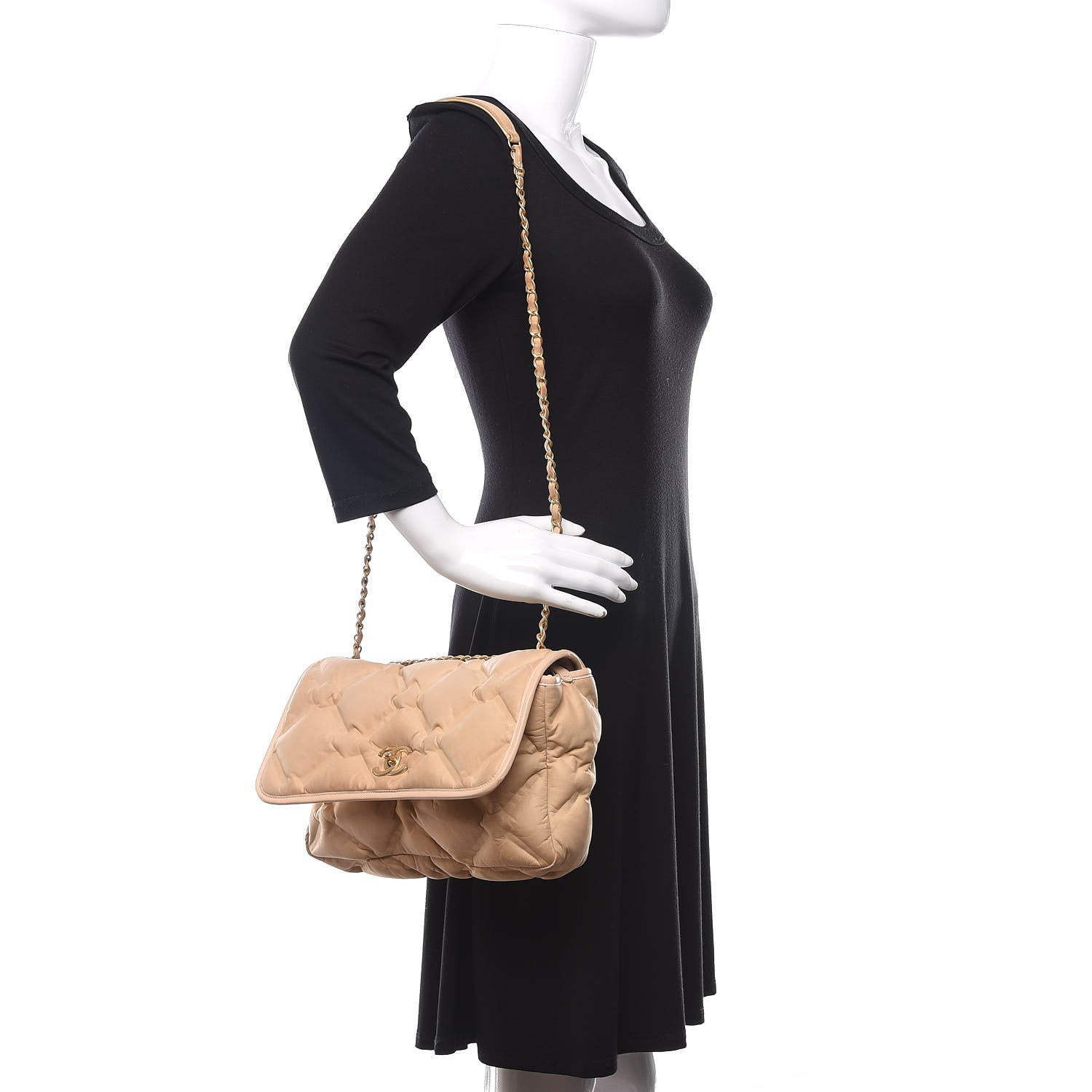 Chanel Iridescent Calfskin Quilted Small Chesterfield Flap Light Beige 2 of 17