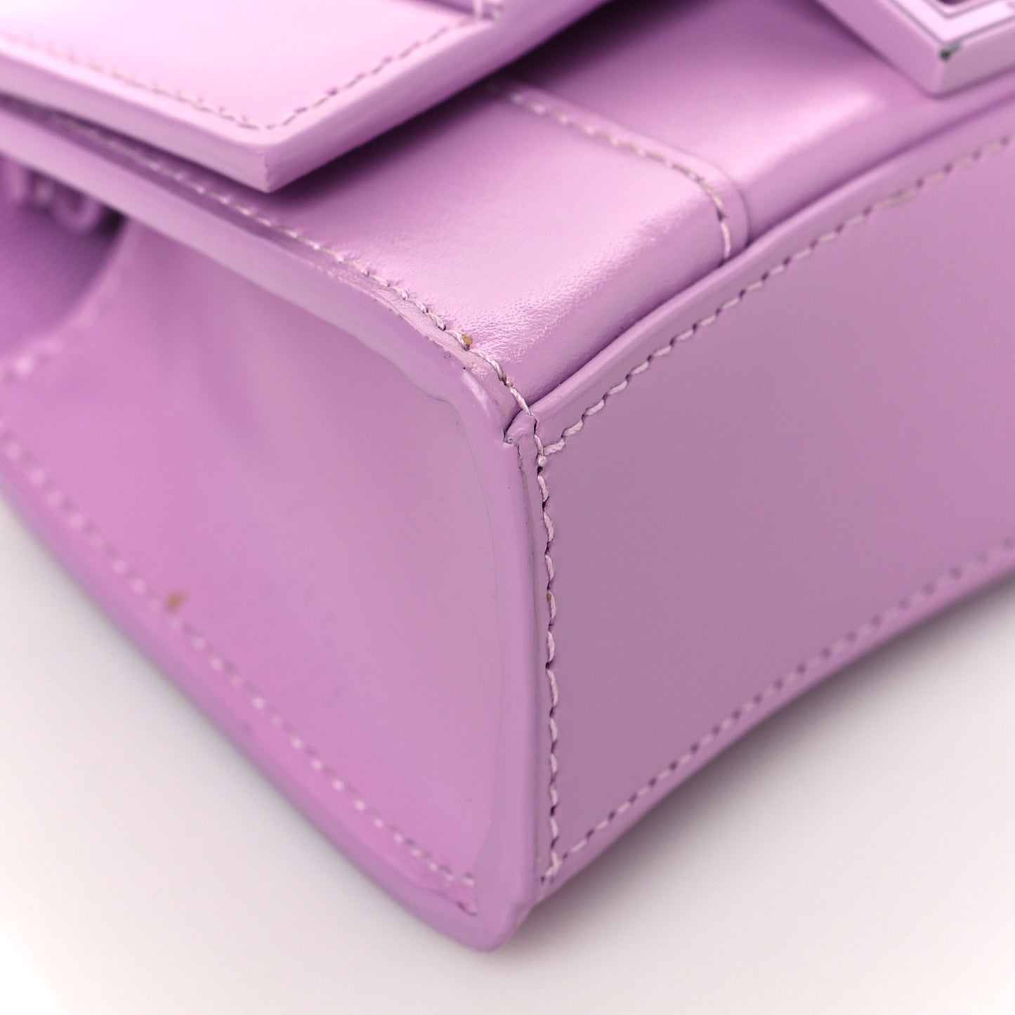 Shiny Box Calfskin Tonal B Hourglass Top Handle Bag Mini Lilac