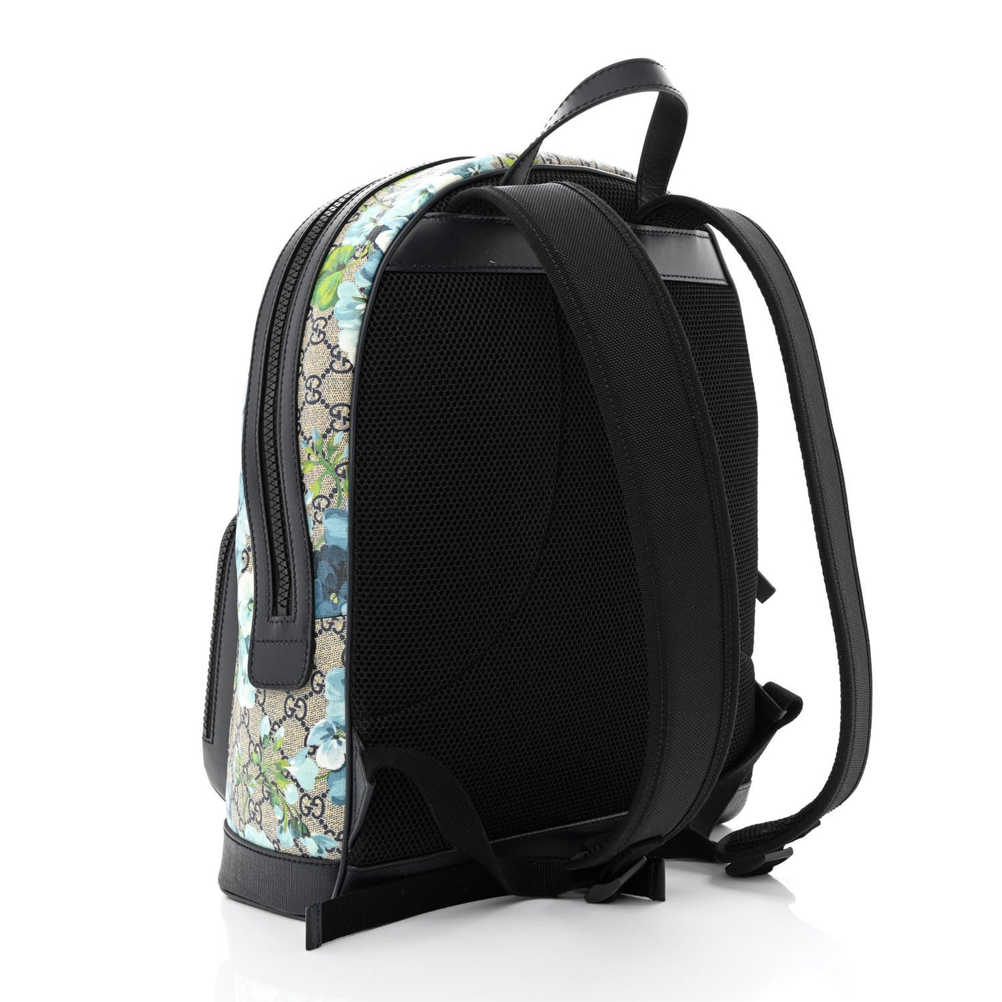 GG Supreme Monogram Blooms Medium Day Backpack Beige Blue Navy