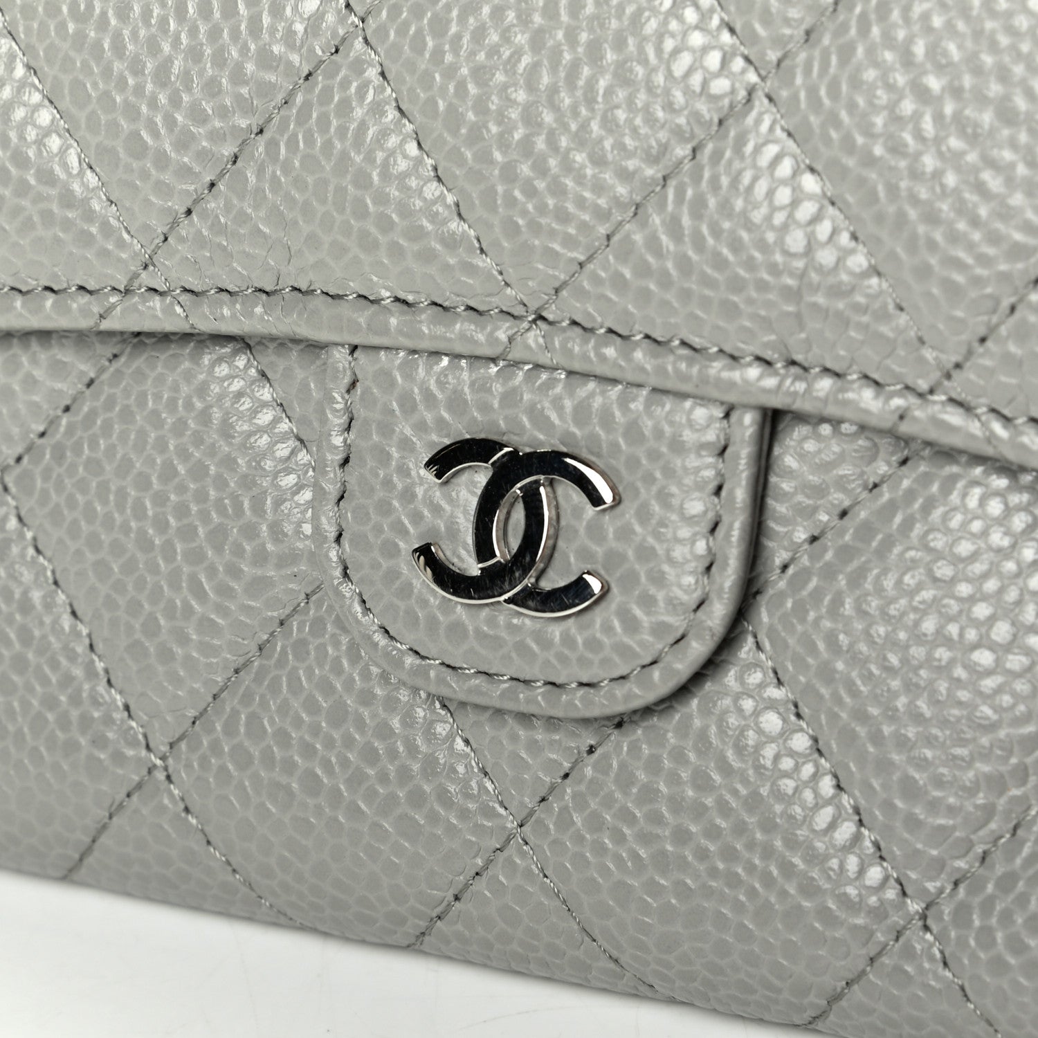 Chanel Caviar Quilted Small Flap Wallet Grey 5 of 6