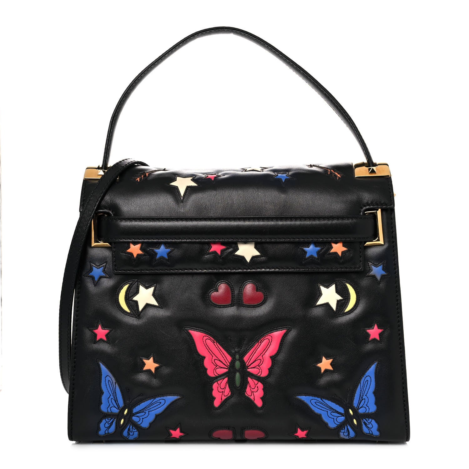 Valentino Garavani Calfskin Butterfly Embellished My Rockstud Frame Bag Black 1 of 9