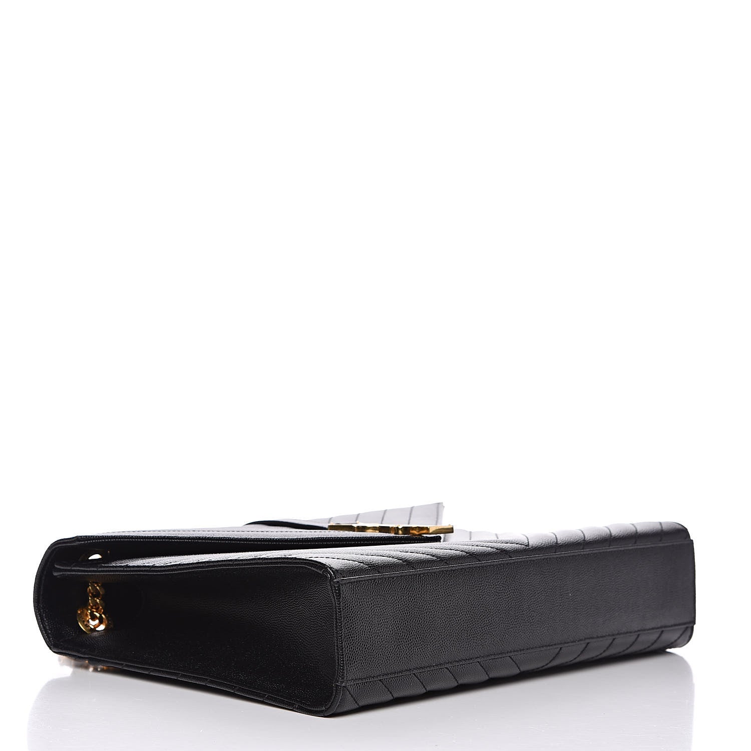 Saint Laurent Grain De Poudre Matelasse Chevron Large Monogram Satchel Black 4 of 11