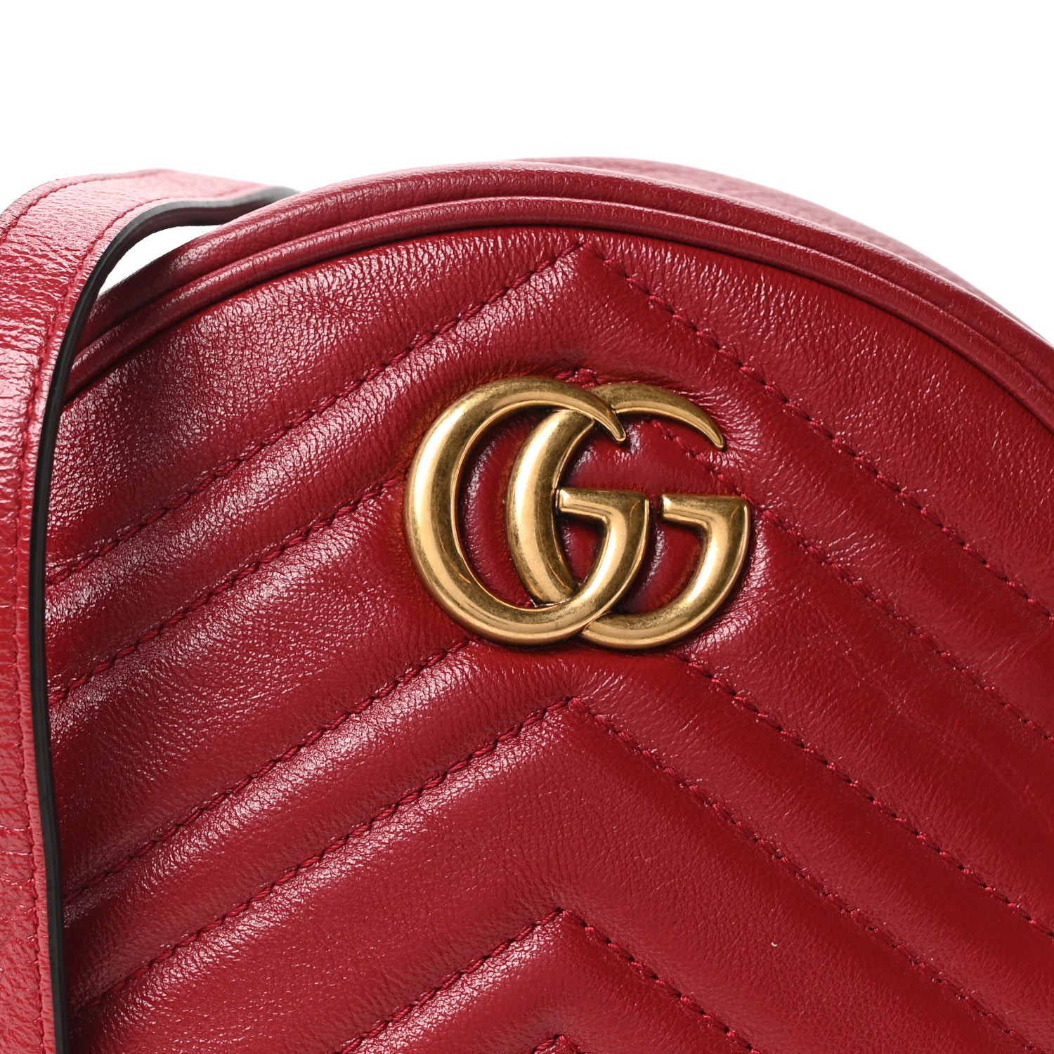 Gucci Glazed Calfskin Matelasse Heart Mini GG Marmont Round Shoulder Bag Romantic Cerise 8 of 10