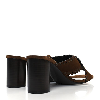 Saint Laurent Suede Eyelet LouLou 70 Mules 41 Land 4 of 9
