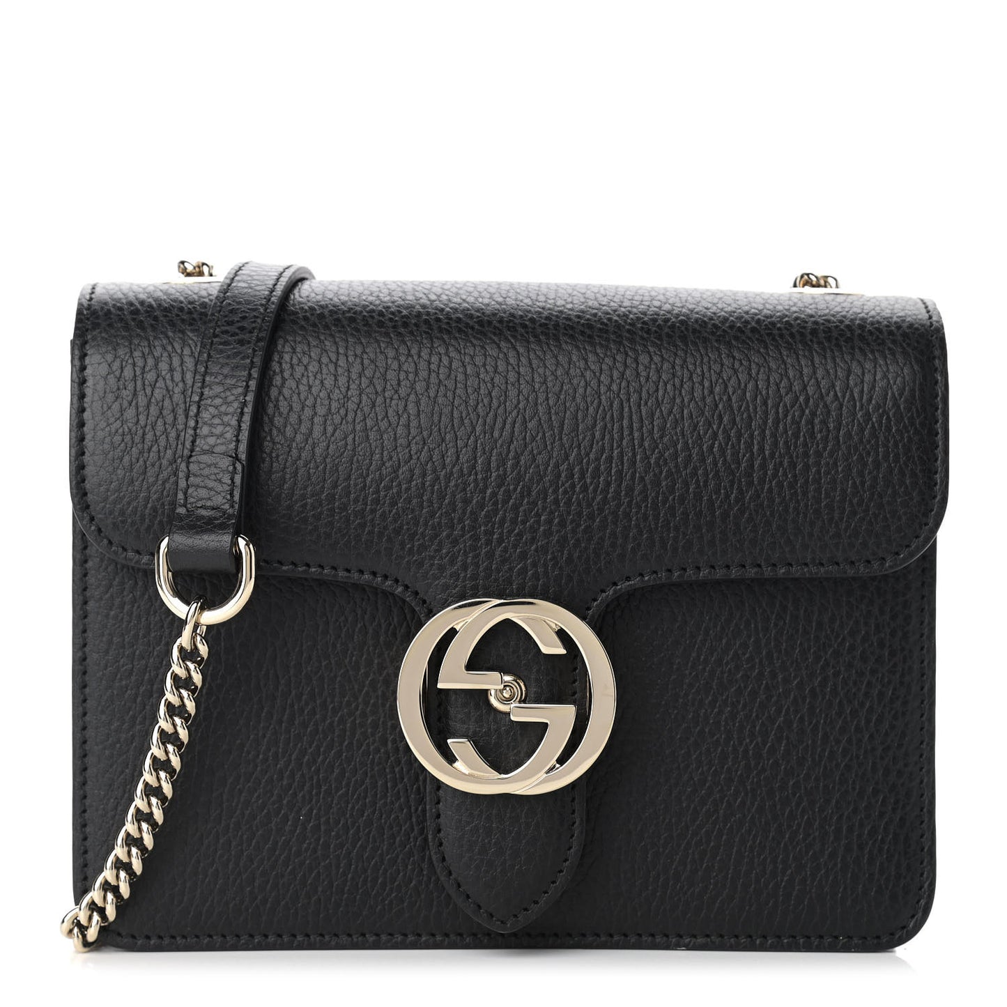 Dollar Calfskin Small Interlocking G Shoulder Bag Black