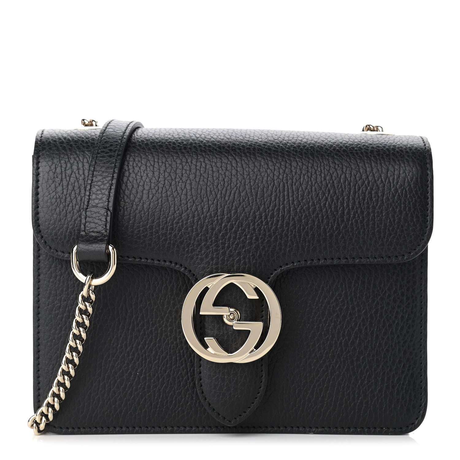 Gucci Dollar Calfskin Small Interlocking G Shoulder Bag Black 1 of 10