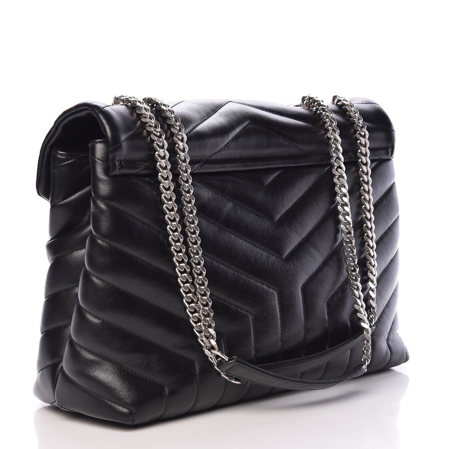 Saint Laurent Calfskin Y Quilted Monogram Medium Loulou Chain Satchel Black 3 of 10