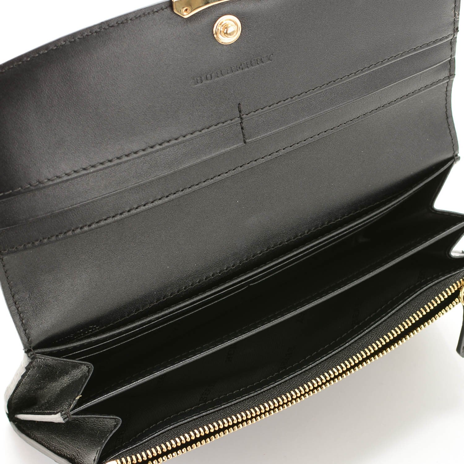 Burberry Signature Grain Calfskin Check Embossed Continental Wallet Black 5 of 8