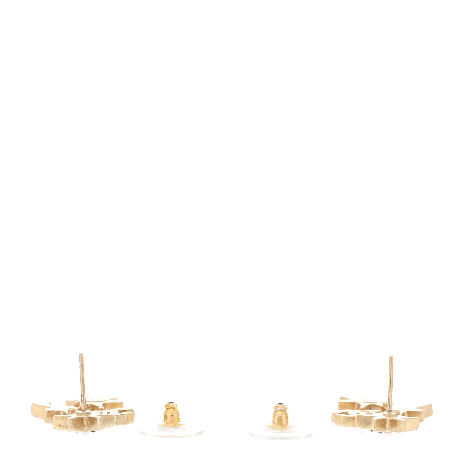 Chanel Crystal Pearl CC Star Drop Earrings Silver 3 of 4