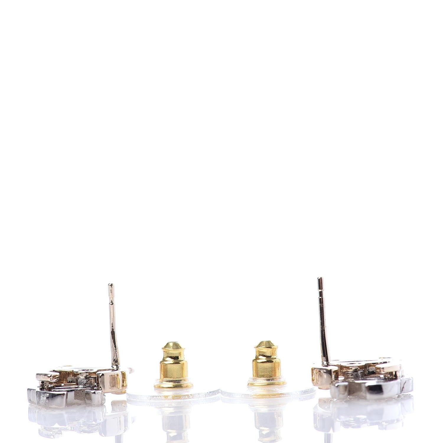 Chanel Crystal Double CC Earrings Gold Silver 3 of 4