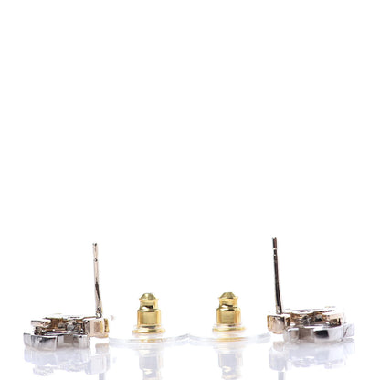 Chanel Crystal Double CC Earrings Gold Silver 3 of 4