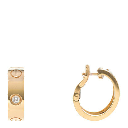 Cartier 18K Yellow Gold 2 Diamond 5.5mm LOVE French Clip Hoop Earrings 1 of 6