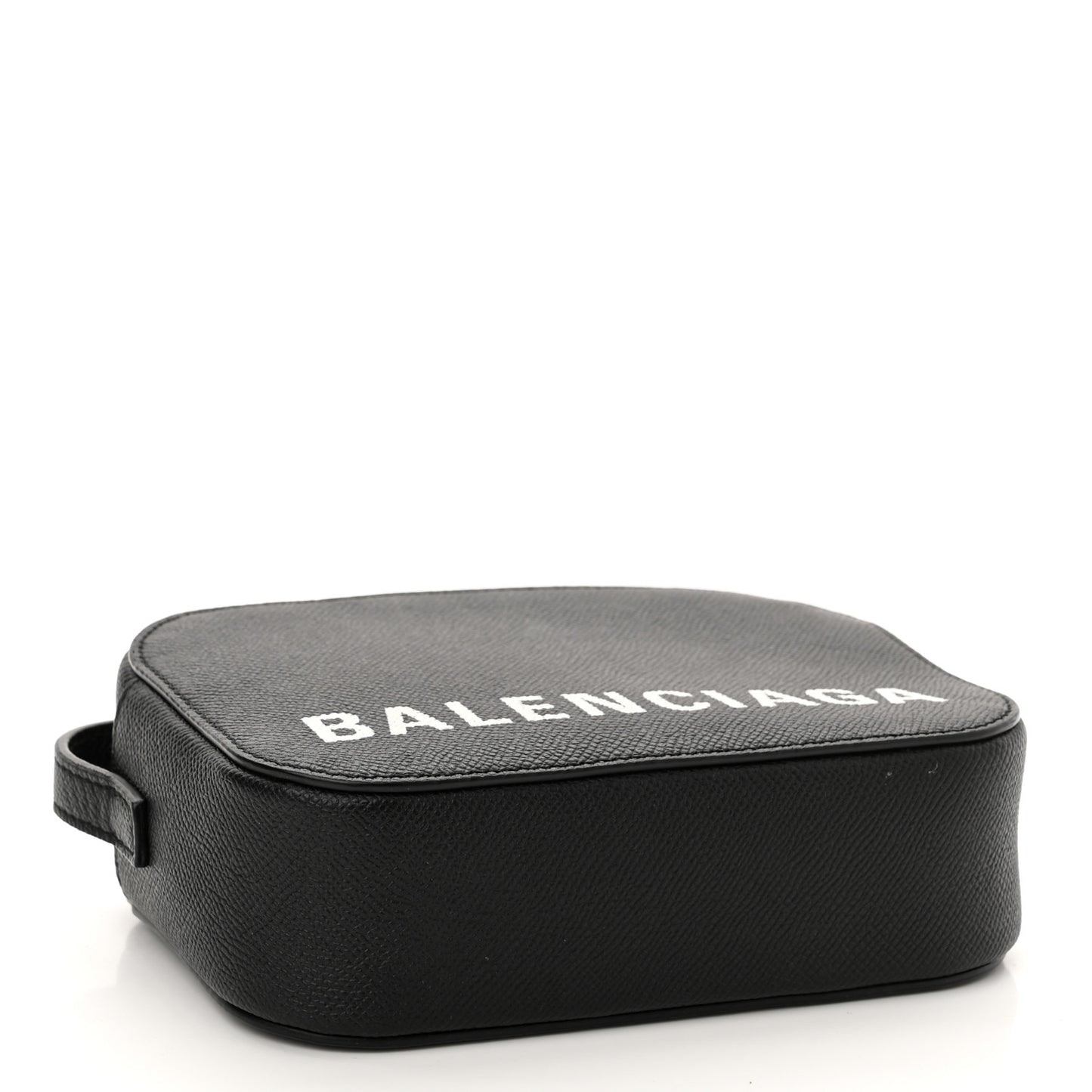 Signature Grained Calfskin Logo XS Ville Camera Bag Black White