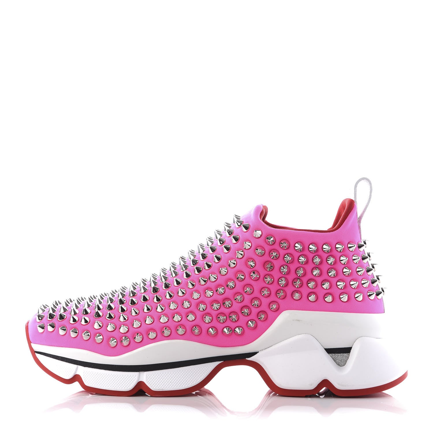 Christian Louboutin Neoprene Spike Sock Donna Flat Sneakers 35 Rose Fluo 1 of 7
