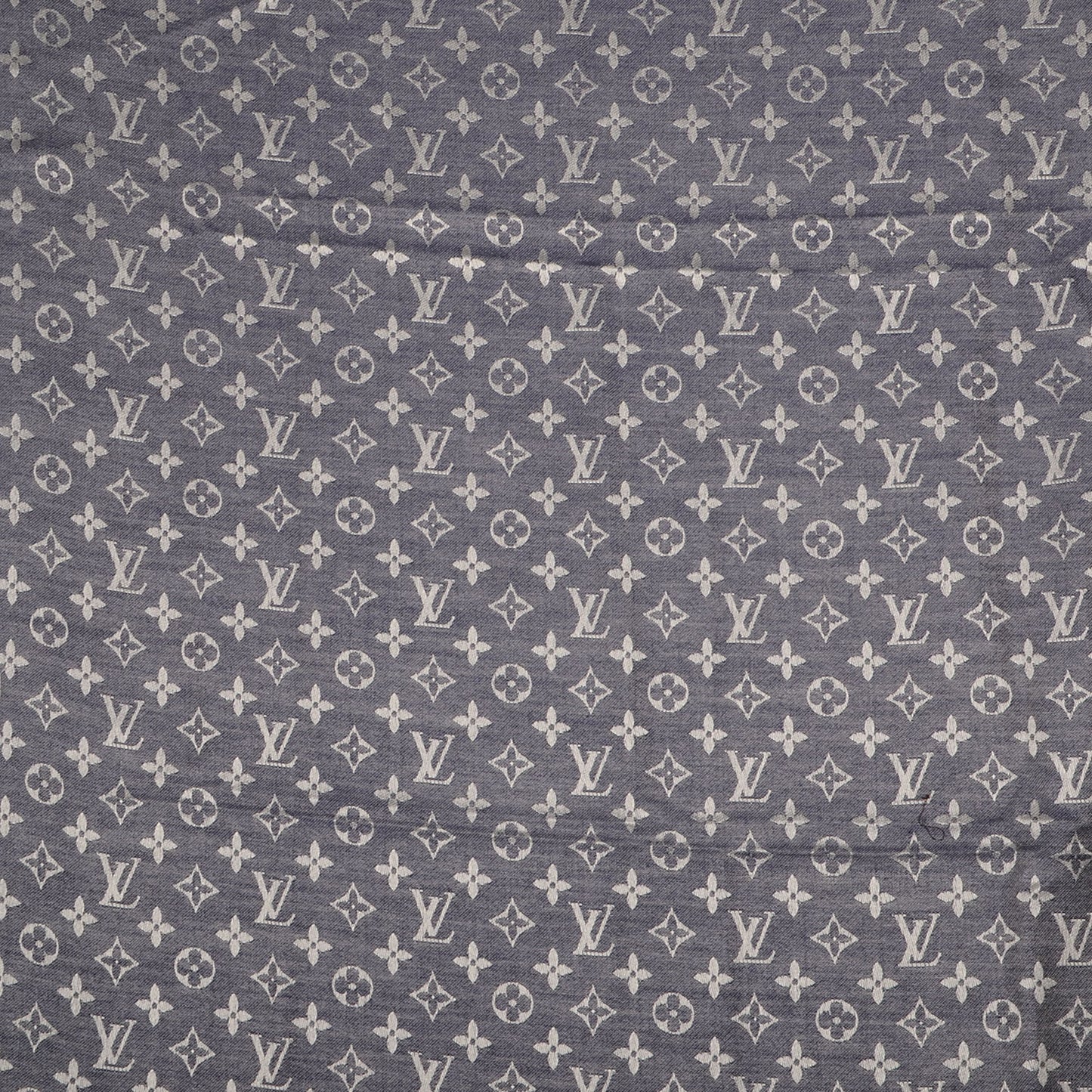 Silk Wool Monogram Denim Shawl Blue