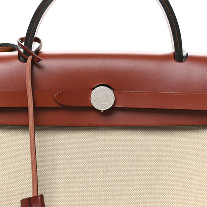 Hermes Military Toile Vache Hunter Herbag Zip 31 PM Beton Rouge H 9 of 12