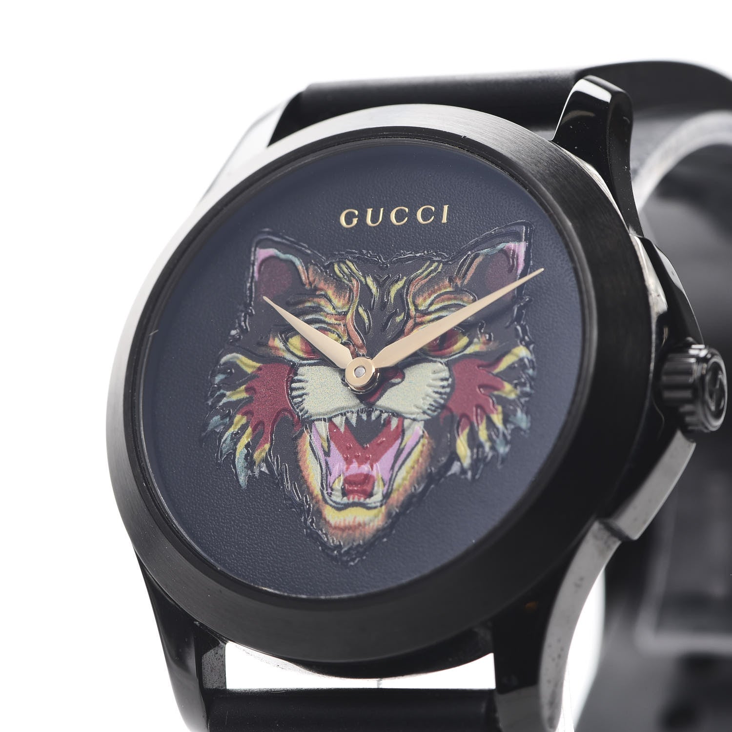 Gucci PVD Stainless Steel Rubber 38mm G-Timeless Angry Cat Quartz Watch Black 7 of 8